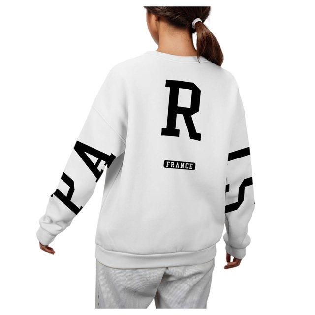 WEAIXIMIUNG Chandails Camouflage pour Femmes Coupe Ample Décontractée avec Imprimé Lettre Manches Longues Col Rond Chandail