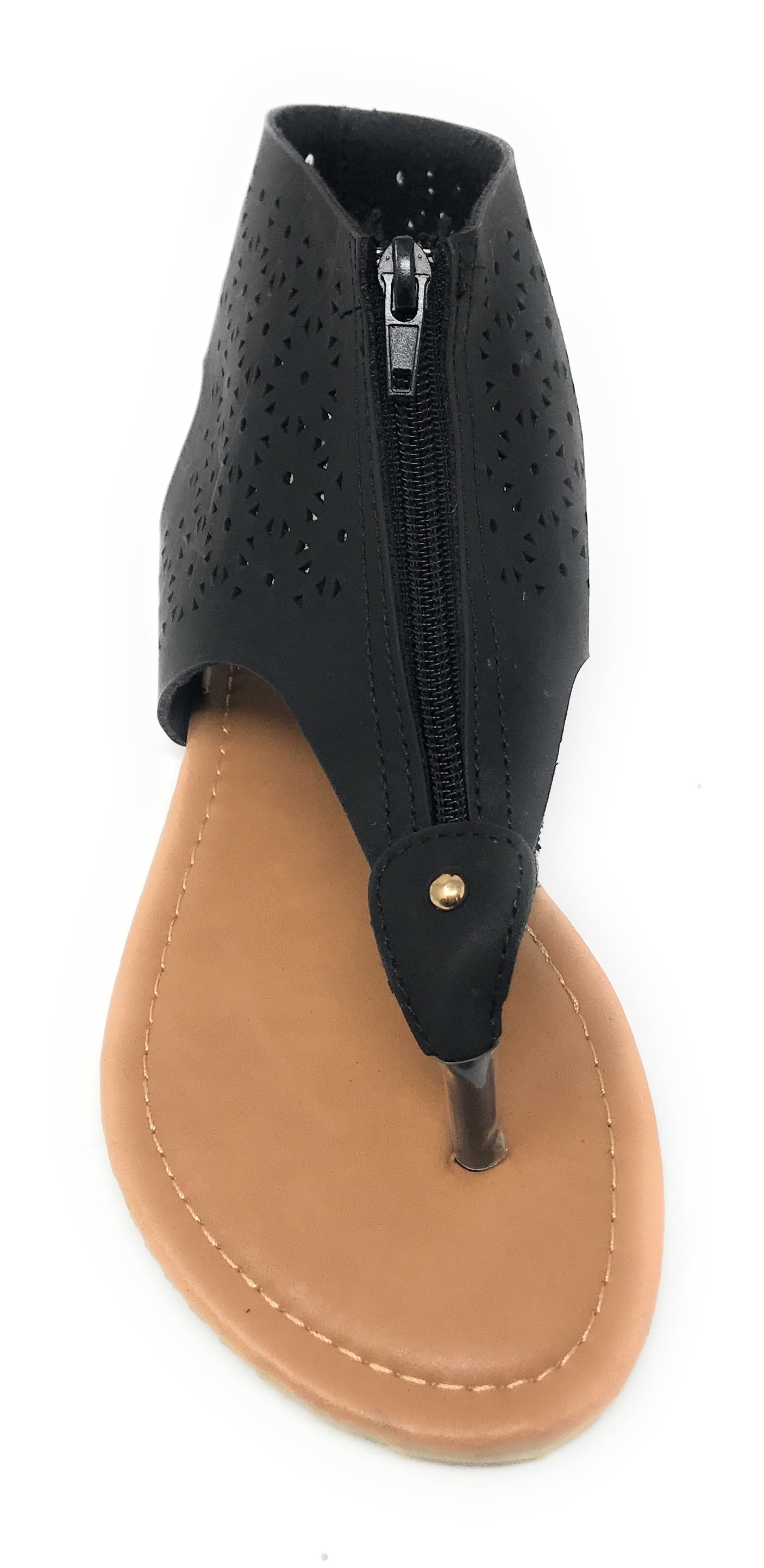 Victoria K Women's Laser Cutout Thong Front Sandals