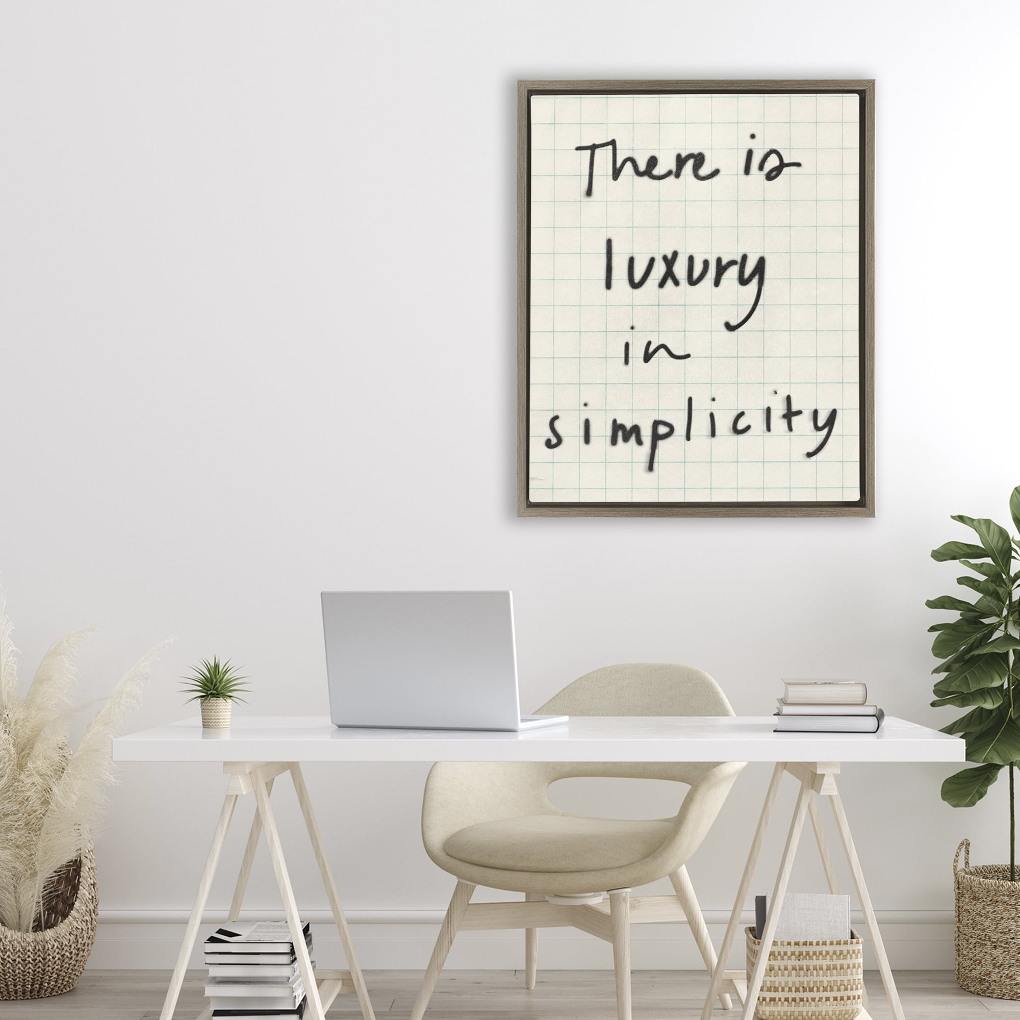 Stupell Industries Luxury In Simplicity Scrawl Brown Framed Floater Canvas Wall Art, design by Victoria Barnes