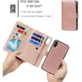 thumbnail image 2 of for iPhone Xs/iPhone X Wallet Case,[6 Card Slots] [Zipper Cash Pocket] [Wrist Strap] Detachable 2 in 1 Magnetic Leather Slim Cover Case for iPhone Xs for Girl Women,5.8" Bling Rosepink, 2 of 17
