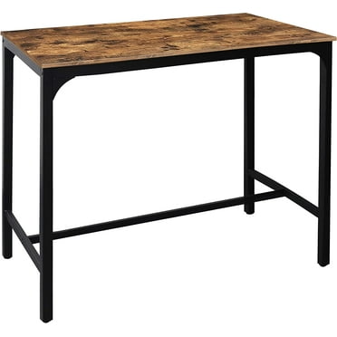 47'' High Bar Table Industrial Dining Table, Tall Counter Height Pub Table for Dining Room, Kitchen or Living Room, 47.2''L x 23.6''W x 41.7''H, Rustic Brown