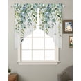 thumbnail image 2 of Eucalyptus Green Swag Valances for Windows, Gradient Leaves Retro Watercolor Plant Rod Pocket Sheer Valances for Small Windows, Swag Toppers Light Filtering for Kitchen Living Room 2 Panels 36''x36'', 2 of 6