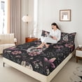 thumbnail image 4 of Homewish Hippie Tribal Snake Queen Sheet Sets, Rustic Boho Animal Flat Sheet, Jungle Groovy Flower Botanical Queen Fitted Sheet, Microfiber Bedroom Decor, 4 Pieces, 4 of 7
