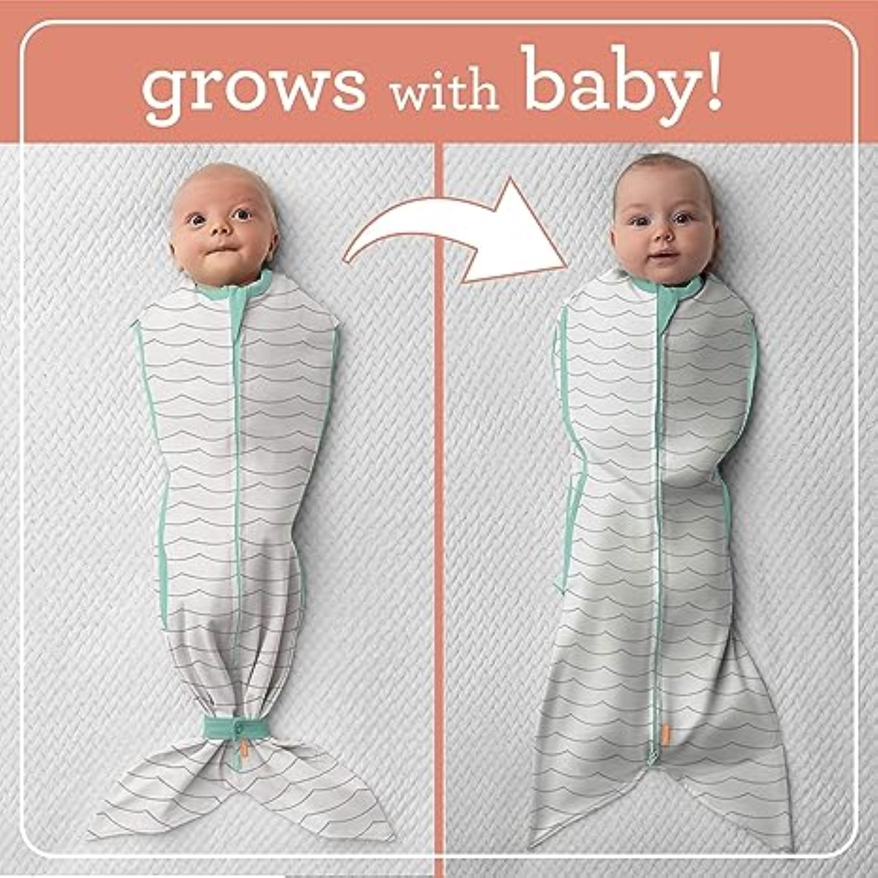 SwaddleMe by Ingenuity Room to Grow Pod - 0-6 Months, 1-Pack (Teal Waves)