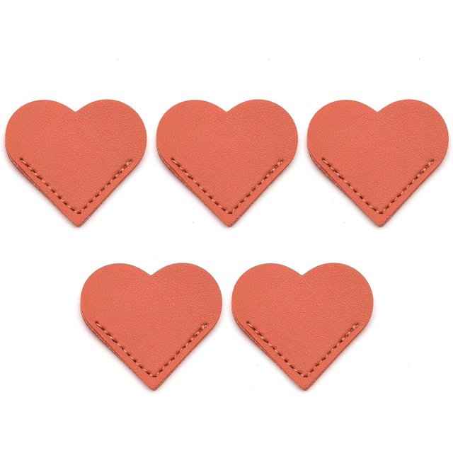 HUGFEGWE 5Pcs Handcrafted Faux Leather Corner Bookmark Waterproof Soft Mini Vintage Heart-Shaped Page Notebook Accessory CJB91-52801