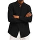 thumbnail image 4 of Ceisia Men's Relaxed Fit Linen Blend Stand Collar Shirt, Solid Color Long Sleeve Casual Button-Up Top Gifts, 4 of 6