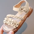 thumbnail image 5 of Eltusu Girls Sandals with Strap, No Slip Comfort Open Toe Soft Sole Summer Shoes Beige Size 11(Little Kids), 5 of 8
