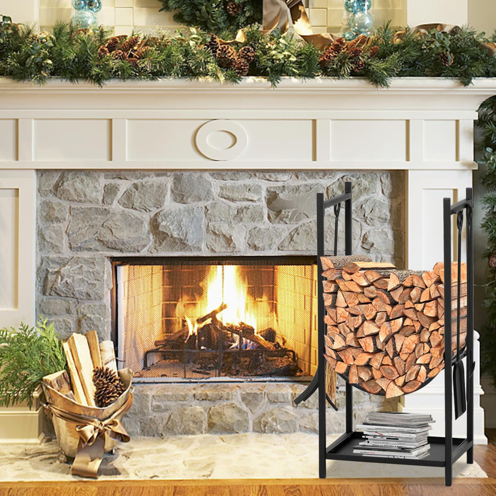 Details about   All-In-One Firewood Rack With Fireplace Tools Set 30 Inch Tall Log Holder