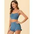 thumbnail image 2 of Unique Bargains Women's Stretchy Knit Spaghetti Strap Runch Cami with Shorts Pajama Set, 2 of 5
