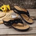 thumbnail image 6 of Dakaela Wedge Sandals Women Flower Platform Dressy Summer Flip Flops Arch Support Comfortable Slip on Orthopedic Thong Slides Size 6-10 Black, 6 of 8