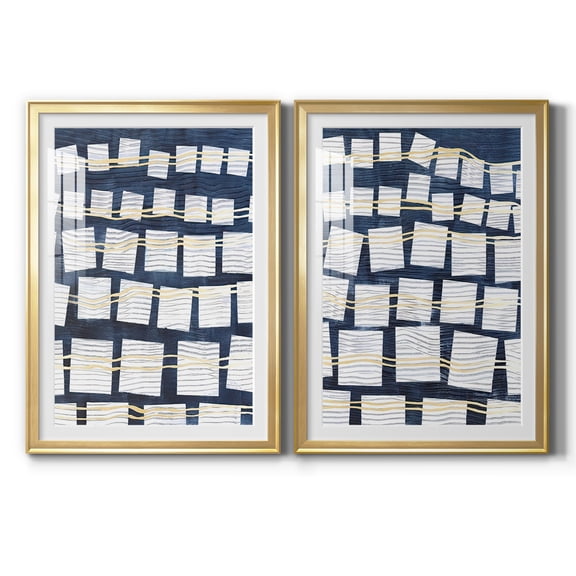 Wexford Home Networks III Premium Framed Print, 30.5" x 42.5" - Ready to Hang, Gold (Set of 2)