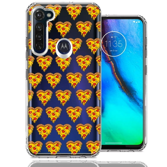 MUNDAZE For Motorola Moto G Stylus Pizza Hearts Polka dots Design Double Layer Phone Case Cover