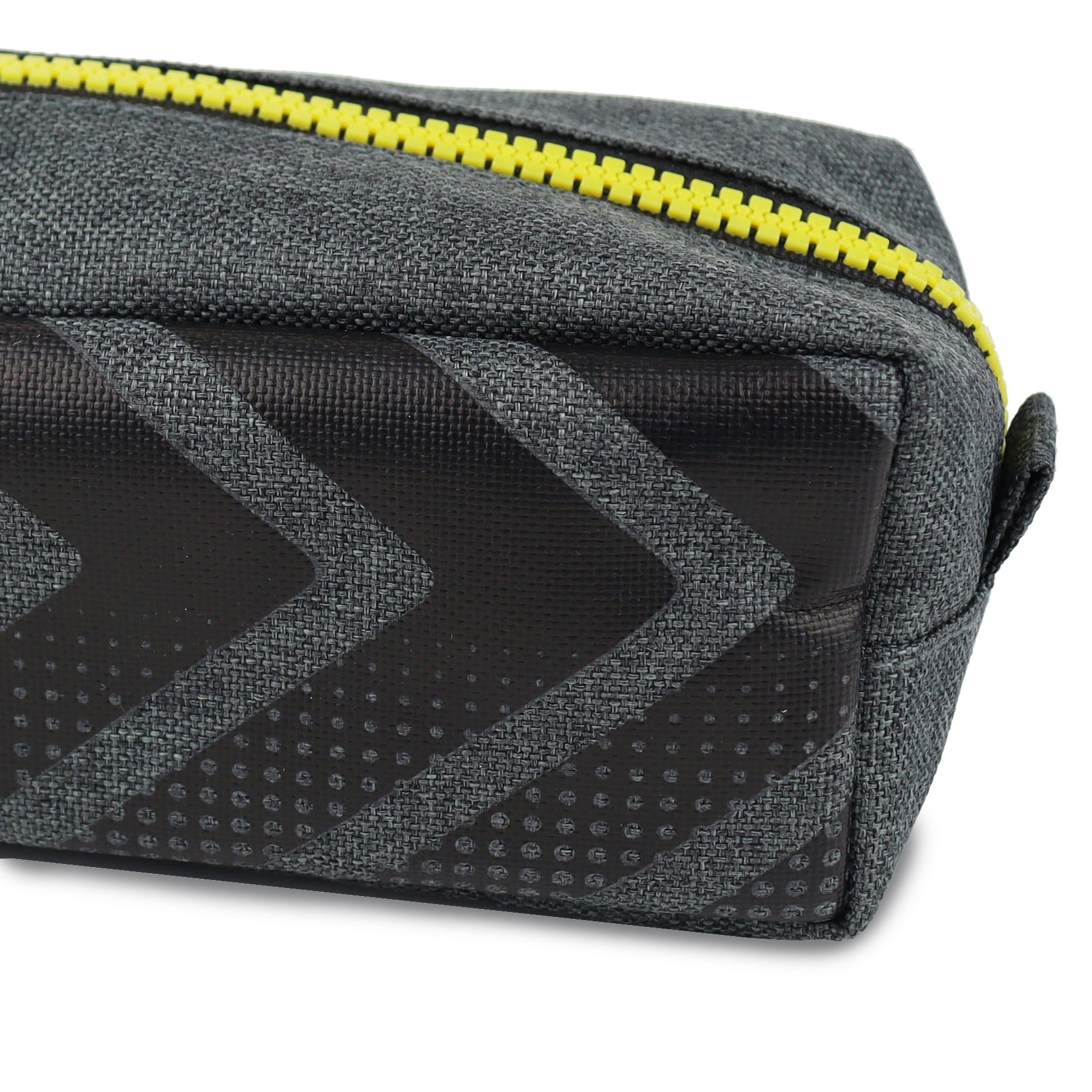 Pen+Gear Sporty 1 Zip Pencil Pouch, Grey Polyester, Yellow Zip and Pull Cord, College, Middle and High School