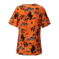 thumbnail image 3 of LSLJS Women Hauts de Mode pour Femmes à Manches Courtes Col en V Uniforme de Travail Impression Halloween avec Poche Blouse Tops, Halloween Tops for, 3 of 4