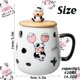 thumbnail image 2 of Cute Cow Coffe Mug with Cover and Spoon, Ceramic Cow Coffee mug, 420ml Kawaii Cow Mugs, 3D Animal Cow Mug Prefect Gifts For Boys Girl Women Kid (Ballo, 2 of 4