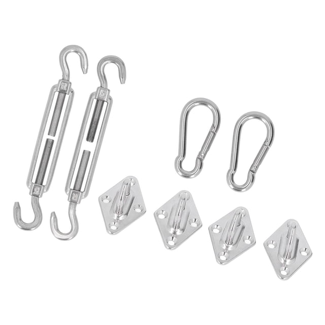 Kit De Accesorios Para Sombrilla, Juego De Instalación De Toldo Multifuncional De Acero Inoxidable 304, Ganchos Inoxidables, Mosquetones De 5 Mm Para Velas De Sombra Rectangulares