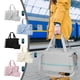 thumbnail image 1 of Bolsa de viaje para mujer con puerto de carga USB, compartimento para zapatos y bolsillo húmedo - bolso de mano de 35L Weekender para gimnasio, poliéster impermeable, gris/negro/blanco/azul, 1 of 7