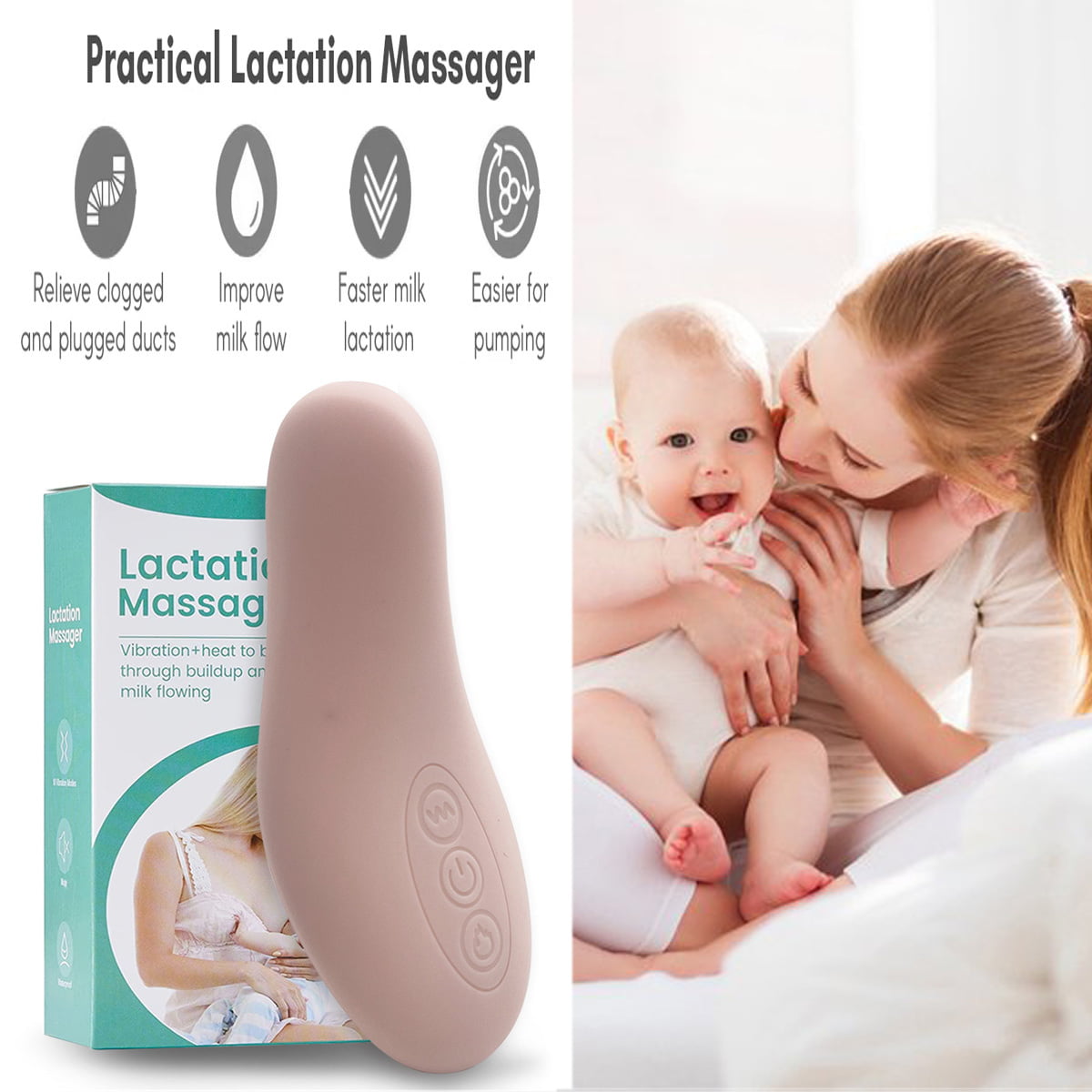Momcozy Warming Lactation Massager 2-in-1, Soft Breast Massager for  Breastfeeding, Heat + Vibration Adjustable for Clogged Ducts, Improve Milk  Flow