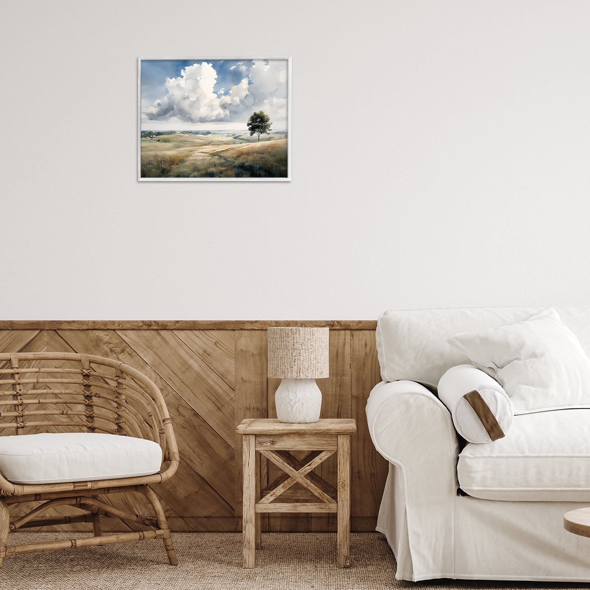 Stupell Industries Pretty Hills with Solitary Tree White Framed Giclee Art, design by Franklyn Gregory