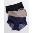 thumbnail image 2 of 3pcs/pack Breathable & Comfortable Lace Women's Panties, Seamless Triangle Underwear, 2 of 5