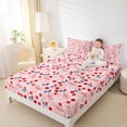 thumbnail image 4 of jejeloiu Kawaii Stripe Bowtie Bed Sheets,Red Cute Cherry King Sheets For Girl 4pcs, 4 of 7