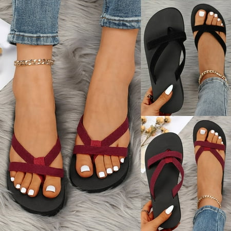 

Alueeu Women s sandals Women Shoes Fashion Slippers Flat Open Toe Sequins Slippers Summer Casual Fashion Sandals Bathroom Slippers