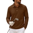 thumbnail image 2 of Hngshg Mens Tee Shirts Casual Button Up Collared Pullover Tops Dressy Long Sleeve Solid Color Golf T-Shirts, 2 of 7