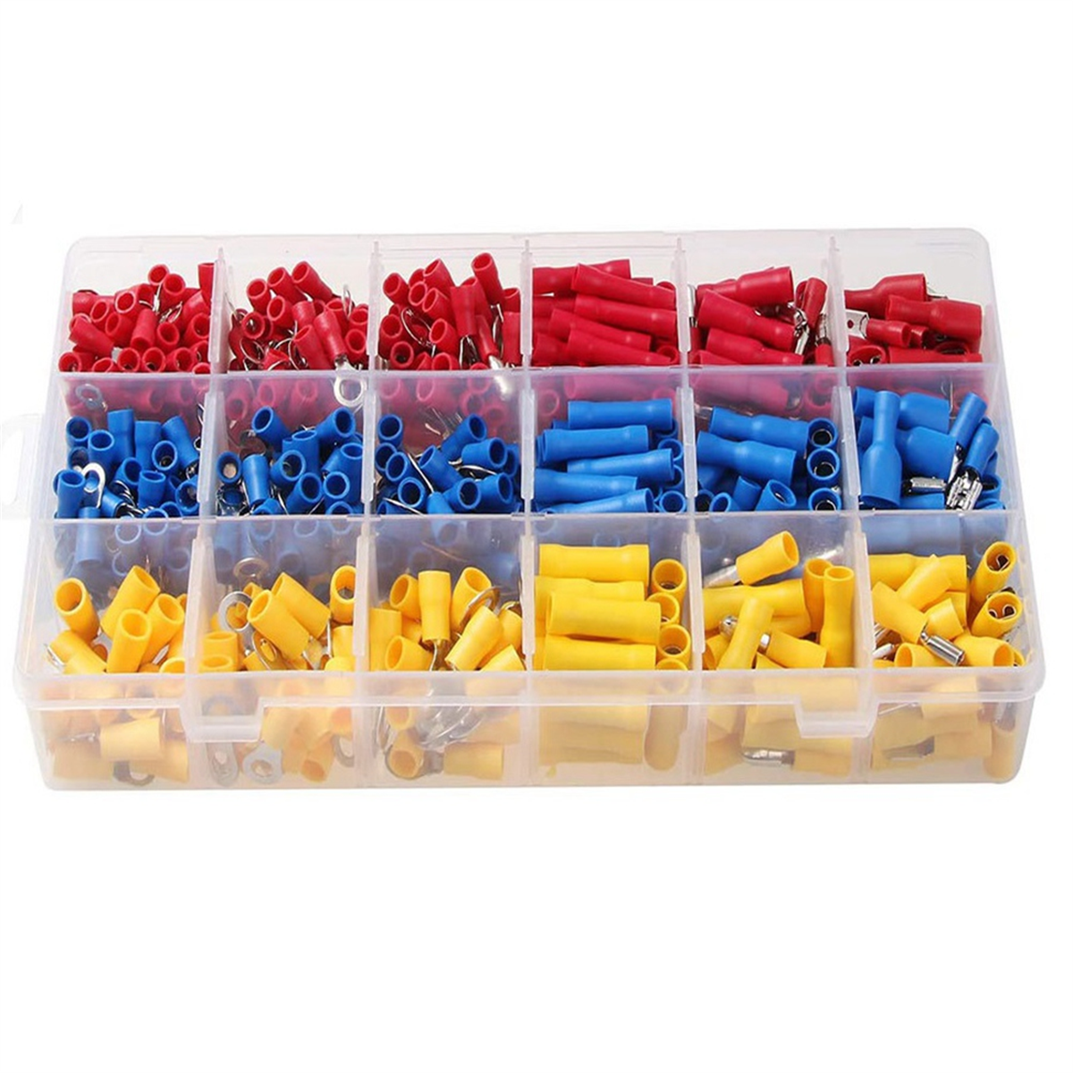 700 Pieces Cable Lugs Set, Blade Receptacles, Round Connectors, Ring Terminals and Butt Connectors,700 x Wire Terminals,Blue&Red&Yellow