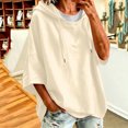 thumbnail image 5 of MOONDU Women's Short Sleeve Hoodie Hooded Sweatshirt Drawstring Pullover Solid Color Loose Fit Casual Summer Top for Gym Yoga Everyday Wear 8 Colors S-XXL, 5 of 7