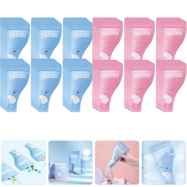 Fiudx Bolsas para Almacenar Leche En Polvo, 30 Bolsas Desechables, Diseño a Prueba de Fugas, Etiquetado de Volumen Práctico, Ideales para Viajes, Compactas y Ligeras, Mantienen La Frescura, Paquete d