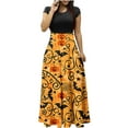 thumbnail image 2 of LOVZFMLL Robe Longue d'Halloween pour Femme, Ample, à Manches Courtes, Col Rond, Jaune, P, 2 of 5