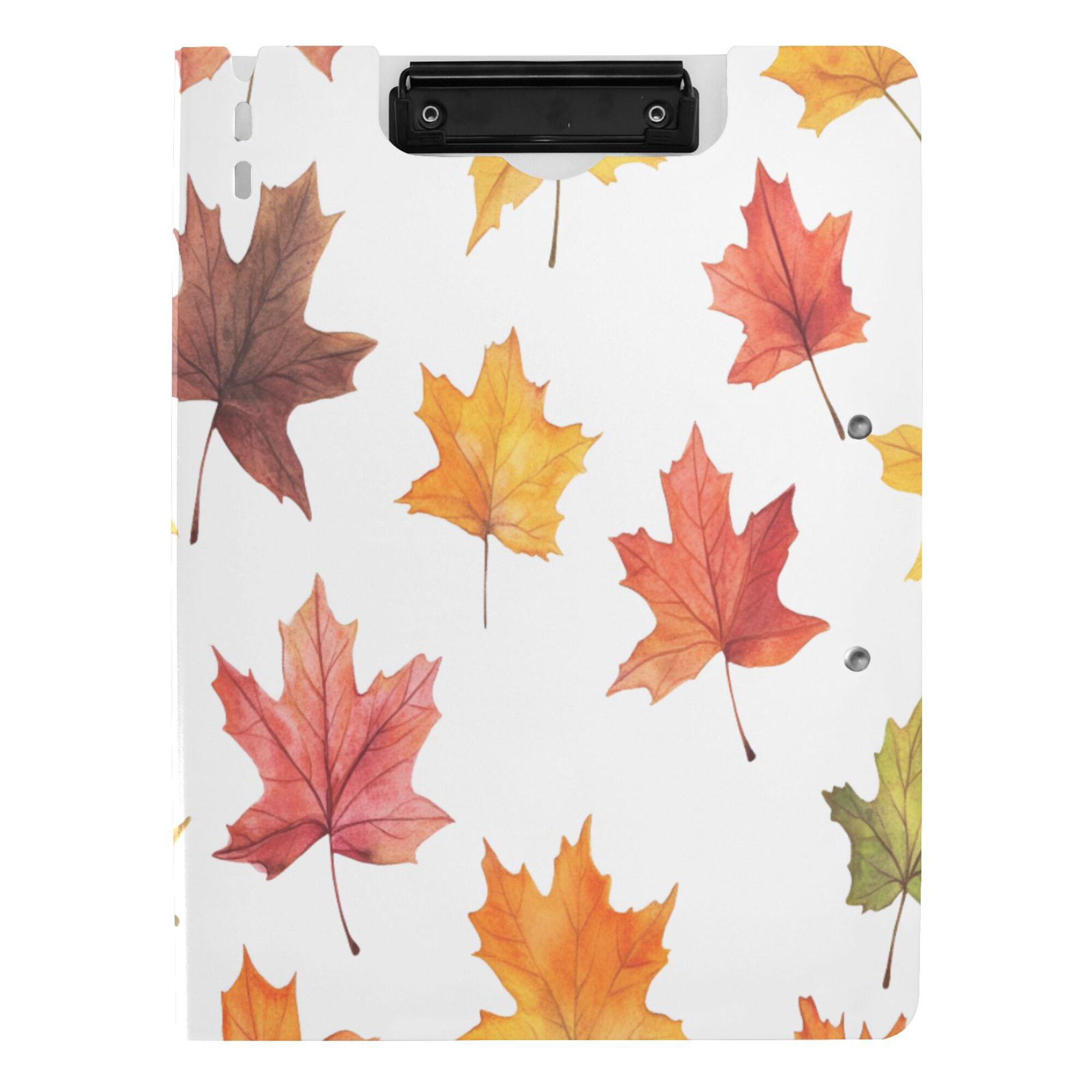 FORMRS A4 Clipboard Folder with Pen Holder Horizontal Foldable School Office Binder, White Autumn Leaves