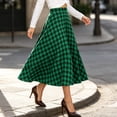 thumbnail image 6 of Jovrlynd Christmas Plaid Midi Skirts High Waist A Line Green Vintage Long Skirts with Pockets Casual Party Skirt Gifts for Her, 6 of 9