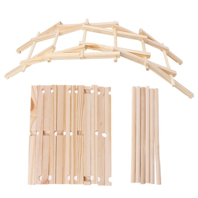 JUNWELL Da Vinci Bridge Pathfinders Wood Construction Model Kit Building Blocks Kids Toy
