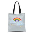 thumbnail image 1 of JSDART Canvas Tote Bag Rainbow and Raining Clouds Stars on Gray Cute Durable Reusable Shopping Shoulder Grocery Bag, 1 of 1
