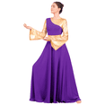 thumbnail image 3 of FYMNSI Women's Metallic Praise Dress Liturgical Worship Dance Dress Long Sleeve Patchwork Cross Special Hem Dress with Waistband, 3 of 8