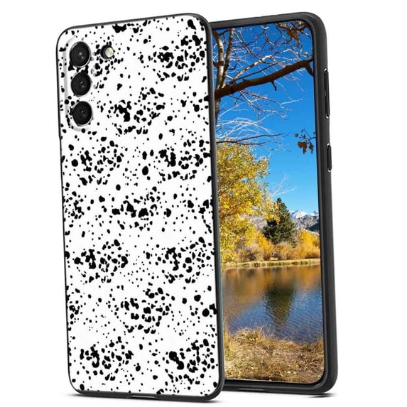 Compatible with Samsung Galaxy S22 Phone Case, Cow-Print-Abstract-Art-Black-White-Pink-Cute-70 Case Men Women, Flexible Silicone Shockproof Case for Samsung Galaxy S22