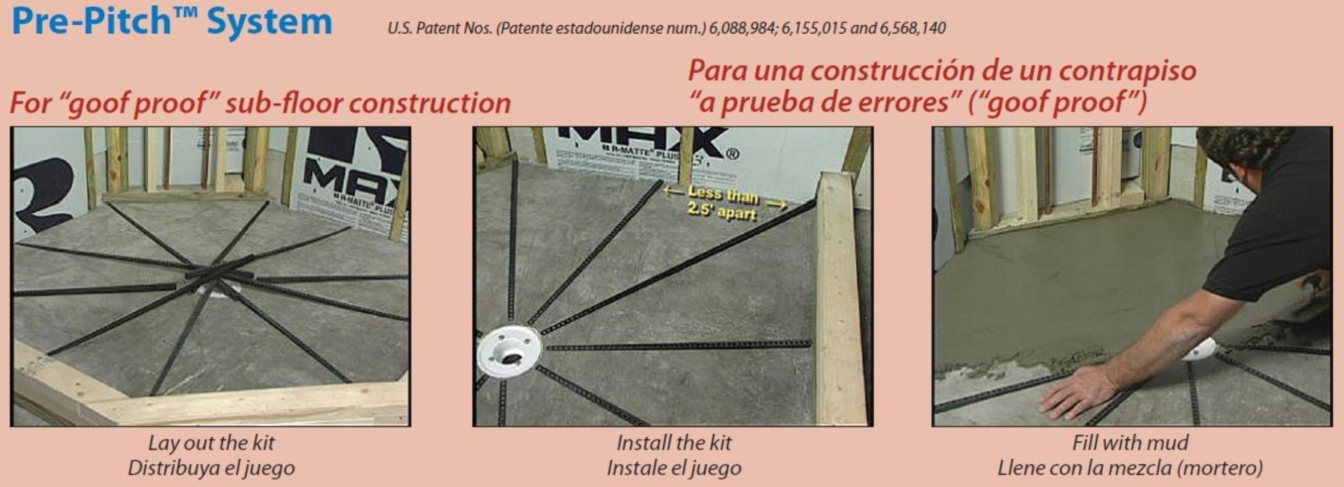 Pre Pitch Standard Shower Installation Kit 1 8 To 7 8x36 Ppk