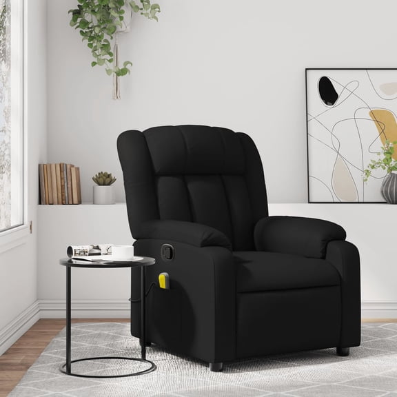 vidaXL Massage Recliner Chair Black Faux leather Single