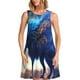 thumbnail image 1 of Balery Moonlit Blue Wolf Vestidos de verano para mujer con estampado: vestido holgado sin mangas, vestido playero informal y cómodo para días calurosos., 1 of 7