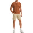 thumbnail image 2 of INSPIRE CHIC Men's Knit Shirt Button Down Short Sleeve Lightweight Casual Summer Knited Polo Shirts S Brown, 2 of 6