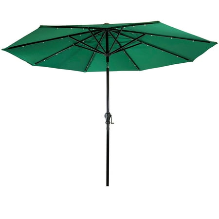 Sun Ray - 9' Round Solar Lighted Umbrella - Taupe