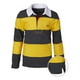 thumbnail image 2 of Boys Cotton Striped Long Sleeve Polo Rugby Shirt - Mustard/Charcoal  - Size 8, 2 of 3