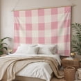 thumbnail image 3 of Pink Farmhouse Tapestry for Bedroom Wall Hanging Tapestry, Buffalo Plaid Check Lattice Geometric Ceiling Backdrop Tapestries Poster Blanket Wall Decor for Teens Room Living Room Dorm 55" x 73", 3 of 8