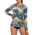 thumbnail image 4 of joogoo Womens UPF 50+ Sun Shirts Abstract Japanese Wave Long Sleeve UV Protection Rash Guard Tops S, 4 of 7