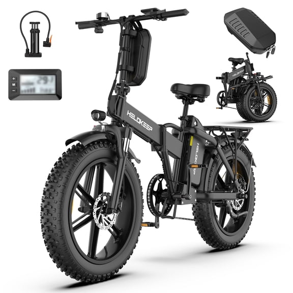 Folding Class 2 Electric Bike for Adults, 20 MPH, 750W Motor, 48V 25Ah 1200Wh Battery, 20 x 4 Fat Tires, Shimano 7-Speed, Rear Rack, UL2849, Black