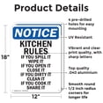 thumbnail image 2 of (2 Pack) Kitchen Rules If You Spill It OSHA Notice Sign 12 Inch X 18 Inch Indoor / Outdoor Rust-Free Aluminum Metal Signs for Workplace, Workshop, and Construction Site, Made in the USA, 2 of 8