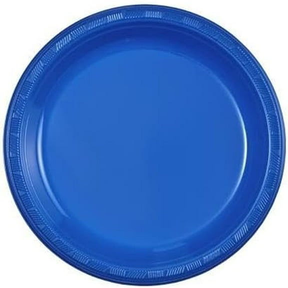 EcoQuality 9 inch Round Blue Plastic Dinner Plates – Heavy-Duty Disposable Party Plates for Birthdays, BBQs, Picnics & Events for Catering, Weddings, and Holiday Gatherings (10)