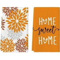 Orange Home Sweet Home Boho Fall Kitchen Towels Dish Towels, 18x26 Inch Decoration Hand Towels Set of 2