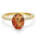 thumbnail image 3 of Gem Stone King 14K Two Tone Gold Twilight Orange Mystic Quartz and Lab Grown Diamond Engagement Ring for Women | 2.86 Cttw | Oval 10X8MM | Gemstone Birthstone | Size 5, 3 of 6
